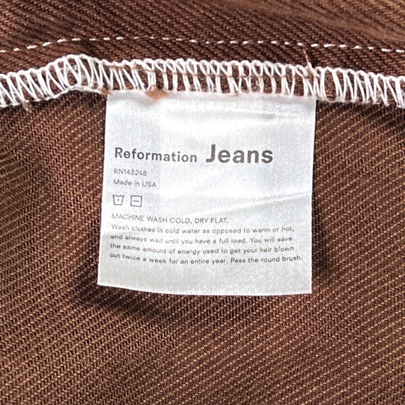 Reformation Cowboy High Rise Straight Jeans in Chocolate Brown Size 29 - Picture 11 of 15